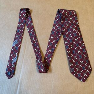 Valentino Cravatte Men's Geometric Silk Vintage Neck Tie Burgundy Blue White Y2K